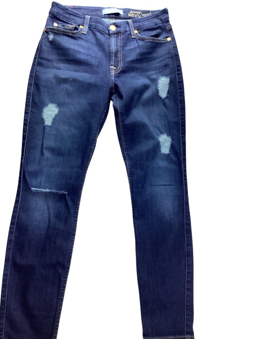 7 For All Mankind Womens B(air) Skinny Distressed Dark Wash Denim Jeans*Size 27